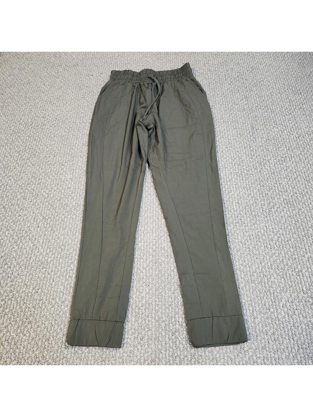 Nicole Miller Green Drawstring Jogger Elastic Waist Drawstring Pants Size Small